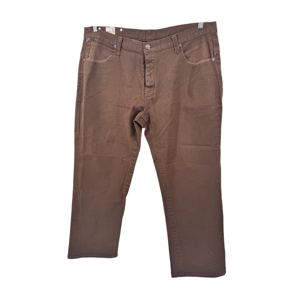 Y2K Parish Brown Jeans 44 Straight Leg Cotton Casual Pants Hip Hop Button Fly
